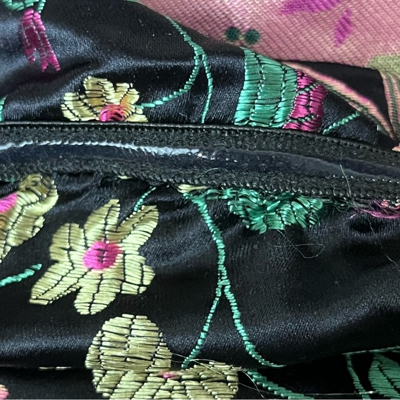 Lulus Make a Move Black Satin Floral Jacquard Asian Whimsical Goth Midi Dress L - Picture 8 of 10